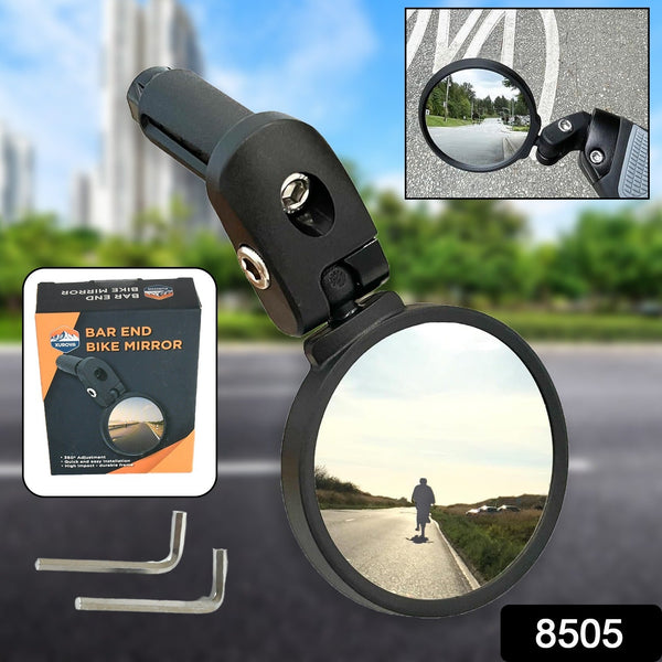 Bar End Bike Mirror: 360° Rotatable & Foldable (1 Pc)